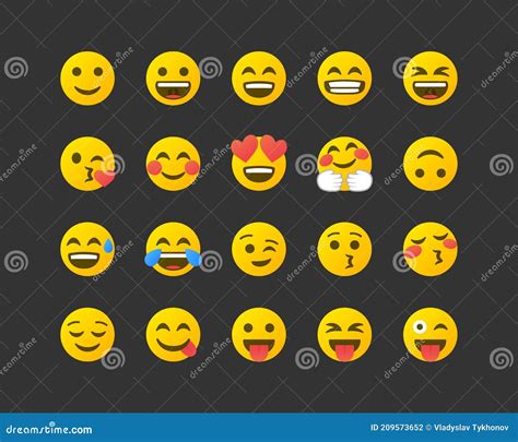 Conjunto De Emoticons Conjunto De Emoji Positivo ícones De Sorriso Isolados Em Fundo Branco