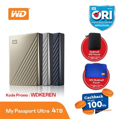 Jual Fs Wd My Passport Ultra 4tb Hd Hdd Hardisk Eksternal External 25 Shopee Indonesia