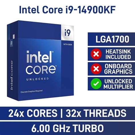 Intel Core I9 14900kf 24 Core Cpu With Hyperthreading No Cooler Unlocked Multiplier No