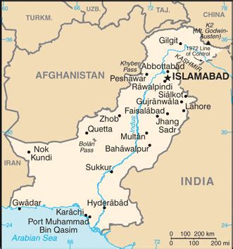 Pakistan Map Physical Worldometer