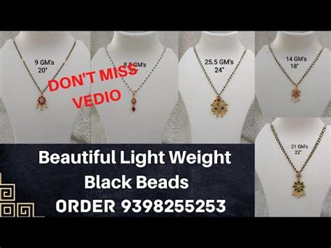 Beautiful New Light Weight Black Beads Design With K Gold Coating To