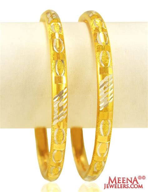 22k 2 Tone Fancy Bangles 2 Pcs 24564 Bangles Gold Bangles