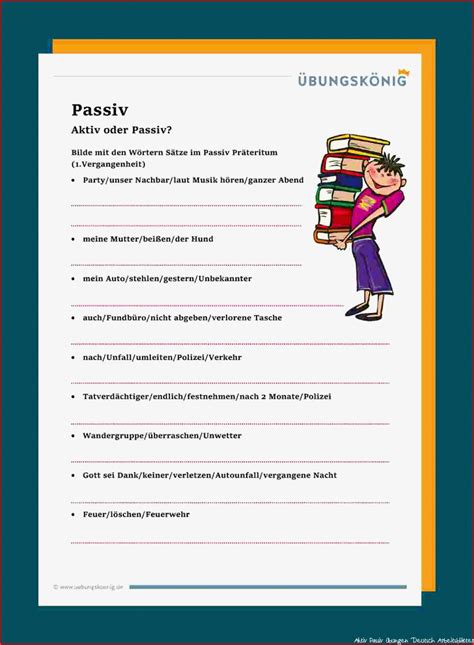 7 Atemberaubend Aktiv Passiv übungen Deutsch Arbeitsblätter Sie Müssen