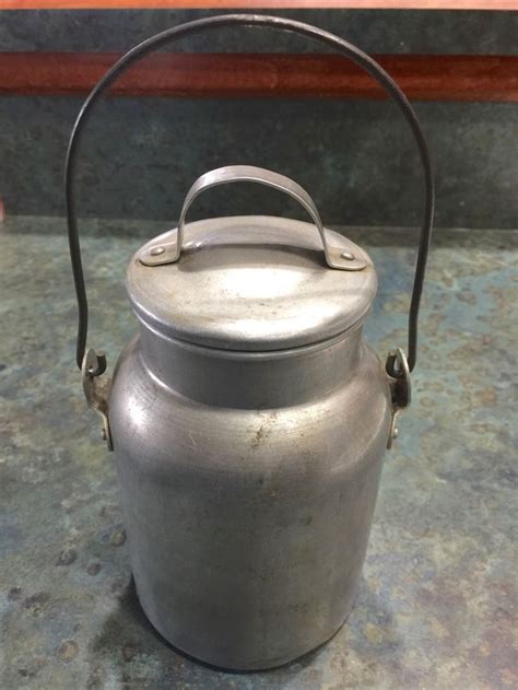 Antique Mirro Aluminum Milk Can With Metal Bail Handle 1940 Etsy