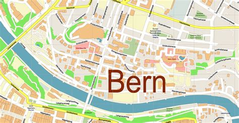 Bern Switzerland PDF Vector Map Accurate High Detailed City Plan ...