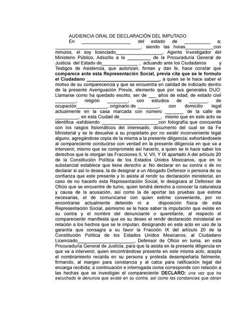 Audiencia Oral De Declaracioìn Del Imputado 2 Audiencia Oral De