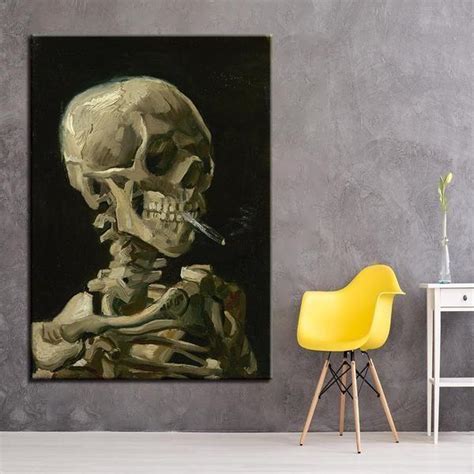 Skull of a Skeleton with Burning Cigarette by Vincent van Gogh Canvas ...