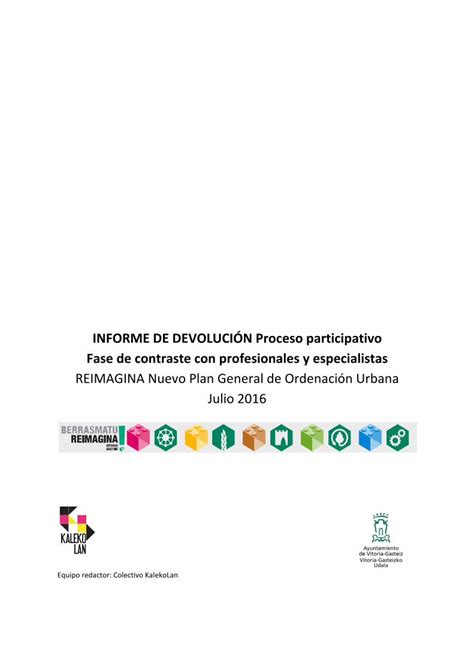 Pdf Informe De Devoluci N Proceso Participativo Fase De