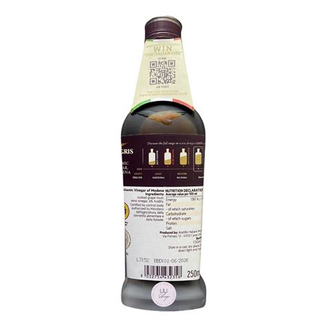 De Nigris Balsamic Vinegar Of Modena Intense High Density Flavor 250ml