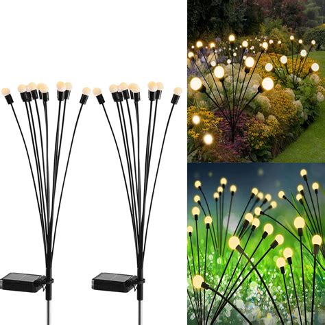 Shukan Pack Led Solar Firefly Lights Upgraded Solar Garden Lights