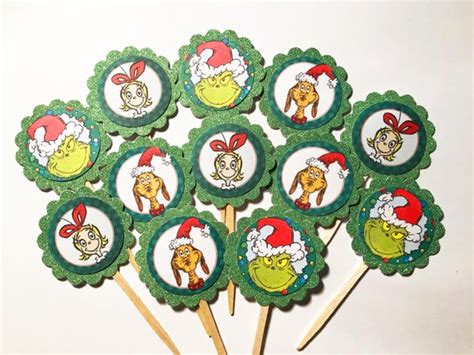 Grinch Cupcake Toppers