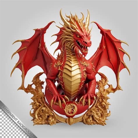 Premium PSD | A red dragon with a gold dragon on the front