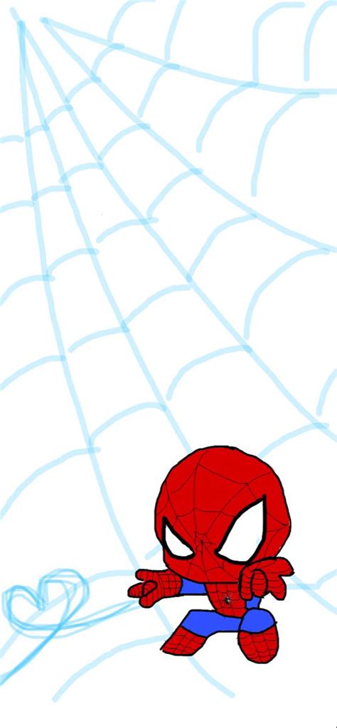 A Spiderman Drawing With Blue Lines On It