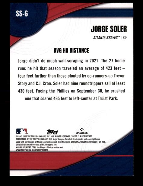 Topps Significant Statistics Ss Jorge Soler Atlanta Braves Ebay