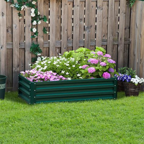 Carré potager de jardin dim 120L x 60l x 30H cm tôle d acier ondulée vert