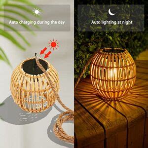 Livinlarge Hanging Solar Lantern Outdoor Waterproof Large Solar Rattan