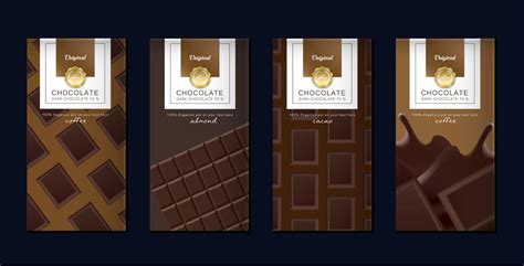 Chocolate bar packaging set. Trendy luxury product branding template with label pattern for ...