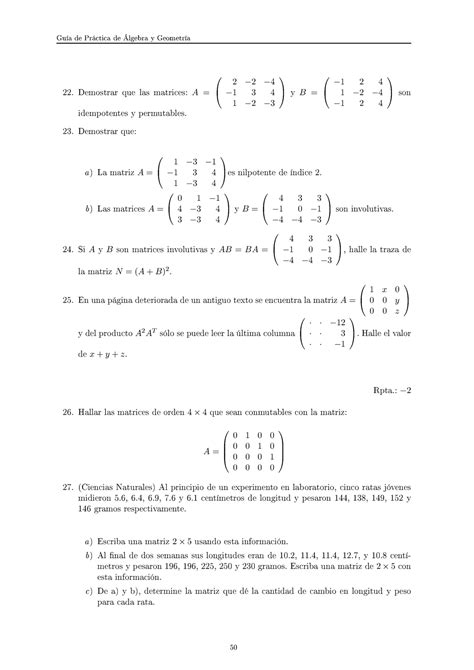 Guia Aplicaciones De Matrices Gu A De Pr Ti A De Lgebra Y