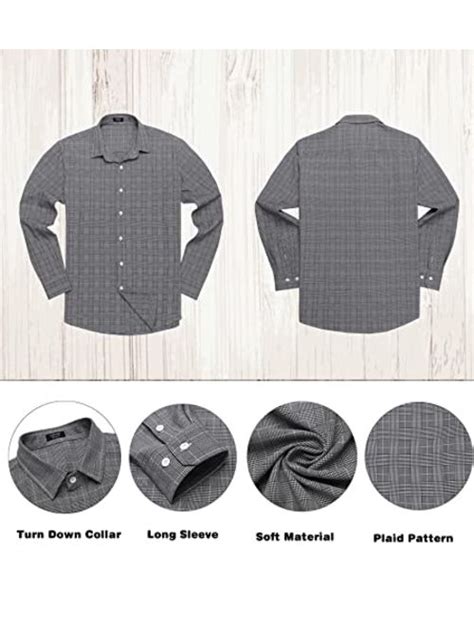 Buy Coofandy Mens Plaid Shirt Long Sleeve Casual Button Down Shirt