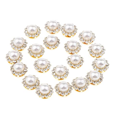 Cheap Pieces Faux Pearl Buttons Rhinestone Embellishments Flatback