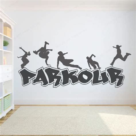 Parkour calcomanía de vinilo para pared de deportes extremos