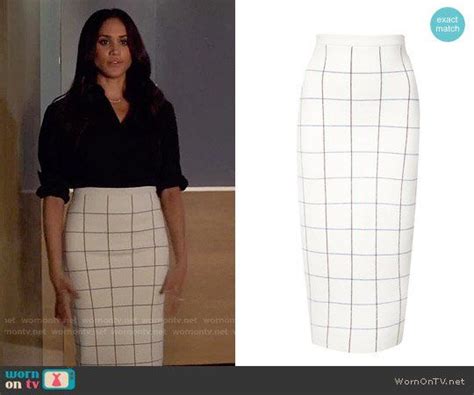 Rachels White Windowpane Checked Pencil Skirt On Suits Suits And