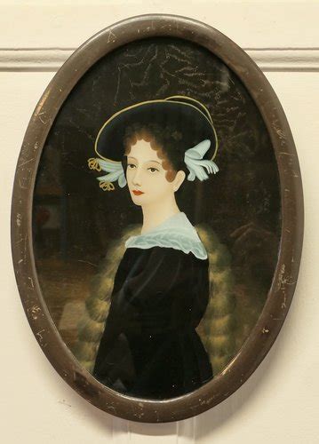 Reverse Painted Portrait Of An Edwardian Lady On Glass S For Sale