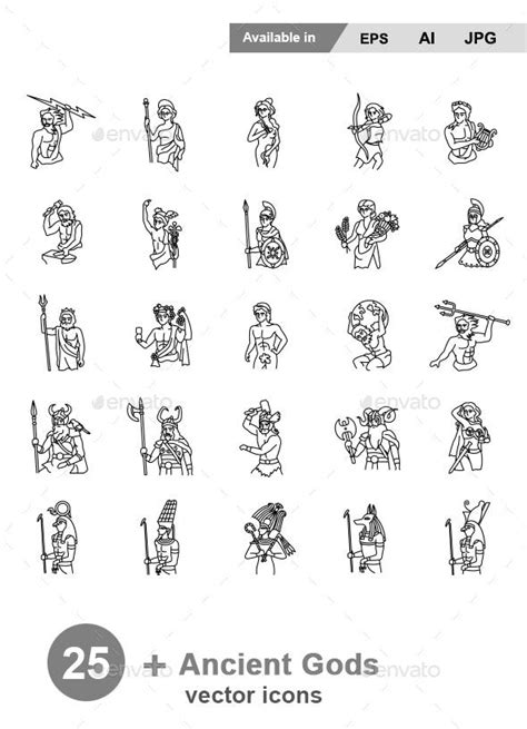 25 Ancient Gods Icons Miscellaneous Symbols Objects Web Element