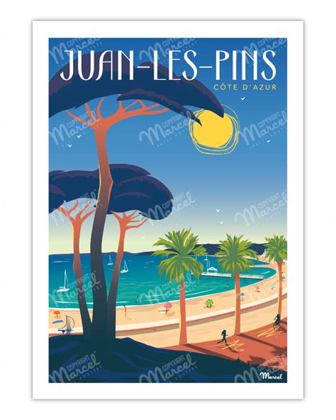 Poster Juan Les Pins Marcel Travel Posters Size 30 X 40 Cm