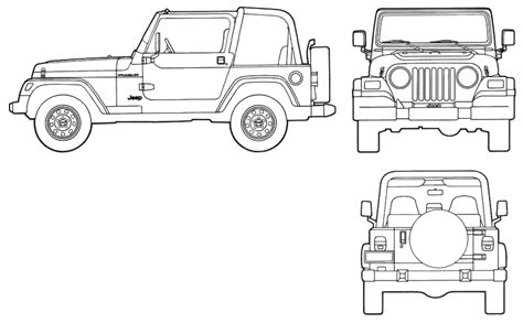 2001 Jeep Wrangler Suv Blueprints Free Outlines