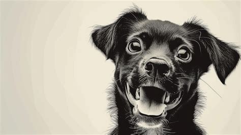 Un Dibujo En Blanco Y Negro De Un Perro Sonriente Foto Premium