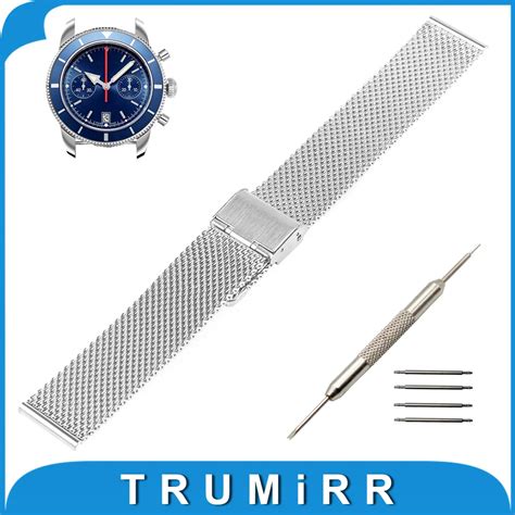 18mm 20mm 22mm 24mm Milanese Watch Band for Breitling Stainless Steel ...