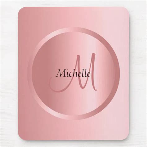 Modern Elegant Rose Gold Monogrammed Template Mouse Pad Zazzle