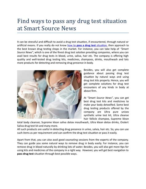 Find Ways To Pass Any Drug Test Situation At Smart Source News By Smartsourcenews Issuu