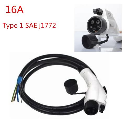 16A SAE J1772 Type 1 Female Male EV PLUG Connector with Extension Cable Cord Extension Cable for ...