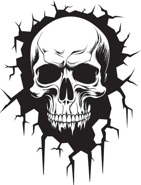 Premium Vector Hidden Havoc Cracked Wall Skull Vector Emblem Obsidian