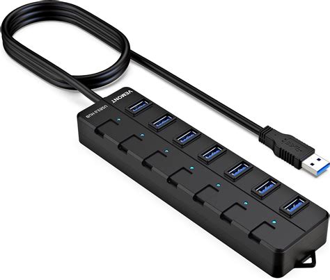 Usb Hub7 Port Usb 30 Hubvemont Usb Splitter With Individual Onoff Switches And