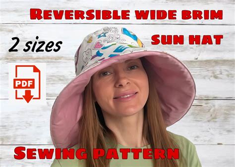 Reversible Wide Brim Sun Hat Sewing Pattern And Instructions Reversible Bucket Hat Beach