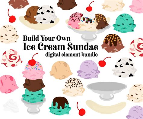 Build Your Own Ice Cream Sundae Clipart Banana Split Sundaes