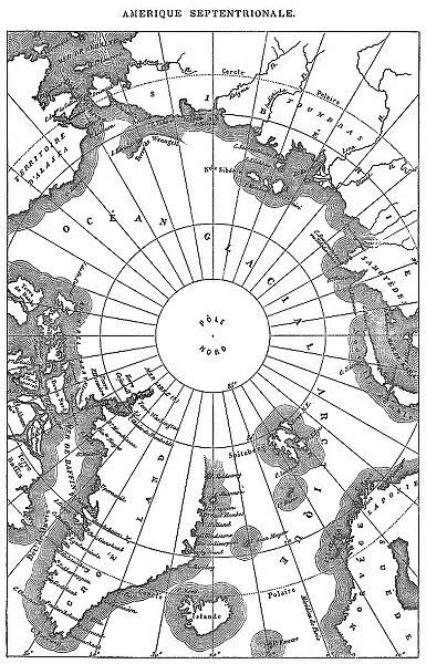 Old Engraved Map Of North Polar Regions For Sale As Framed Prints