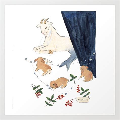 Art Print Capricorn And The Rabbits By Schinako Moriyama X Small