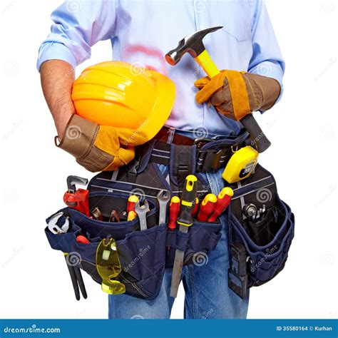 Worker With A Tool Belt Construction Stock Photo Image Of