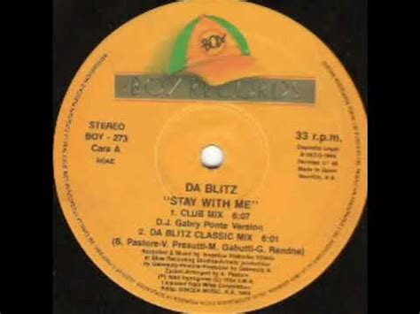 DA BLITZ STAY WITH ME CLUB MIX 12 SINGLE VYNIL 33 RPM STEREO