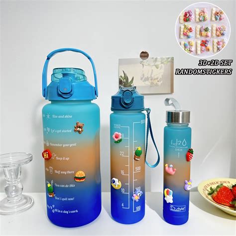 In L L Ml Water Bottle Tumbler With Straw Time Marker