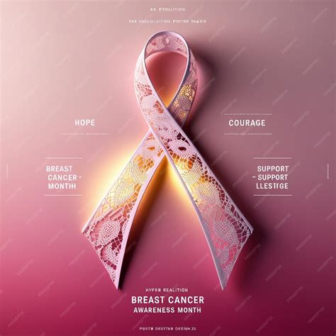 A Poster For Breast Cancer Awareness With A Pink Ribbon Premium Ai