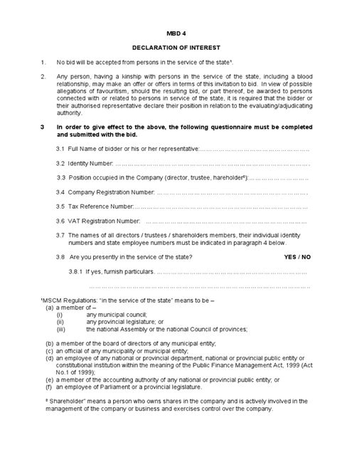 Mbd 4 Declaration Of Interest Pdf Policy Public Law