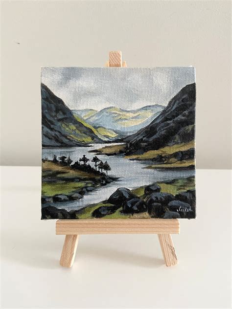 mini canvas painting original landscape painting mountain landscape