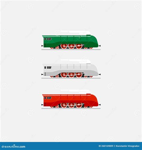 Streamlined Steam Locomotives. Side View Stock Vector - Illustration of ...