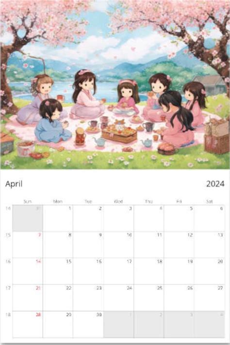 2024 Kawaii Wall Calendar Etsy