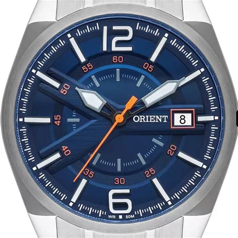 Reloj De Pulsera Orient Plateado Para Hombre Con Calendario Anal Gico